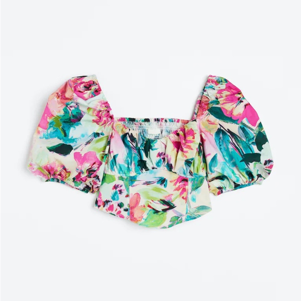 H&M Floral Puff Sleeve Top